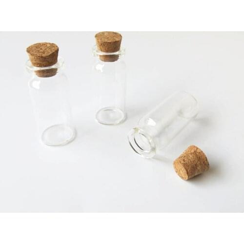 1000 x 10ml Clear Glass Bottle with Wooden Cork 10cc 1/3oz Small Clear Bottle Cork Stopper Glass Vial 22*50*12.5mm Container