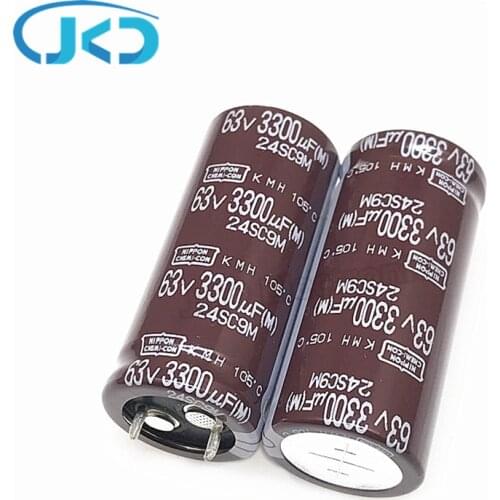 2pcs 3300uF 63V NIPPON NCC KMH Series 22*50mm Low ESR 63V3300uF Aluminum Electrolytic Capacitor NIPPON CHEMI-CON