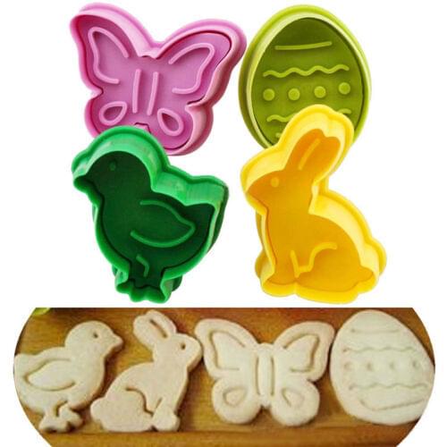 4X Easter Egg Rabbit Cake Fondant Plunger Cutter Cookies Biscuit Pastry Mold DIY