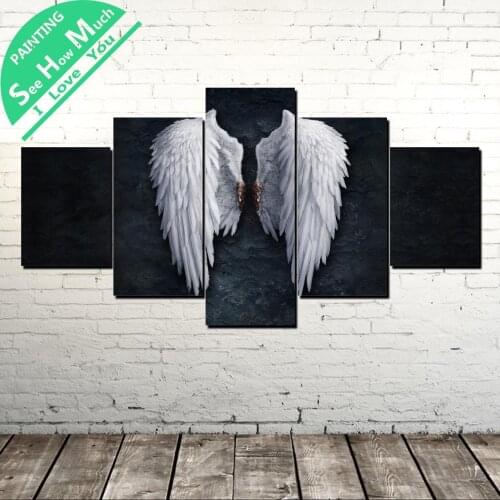 5 Piece Angel wings Canvas Painting Wall Art Pictures Prints on Canvas Home Decor Wall Poster Decoration for Bedroom
