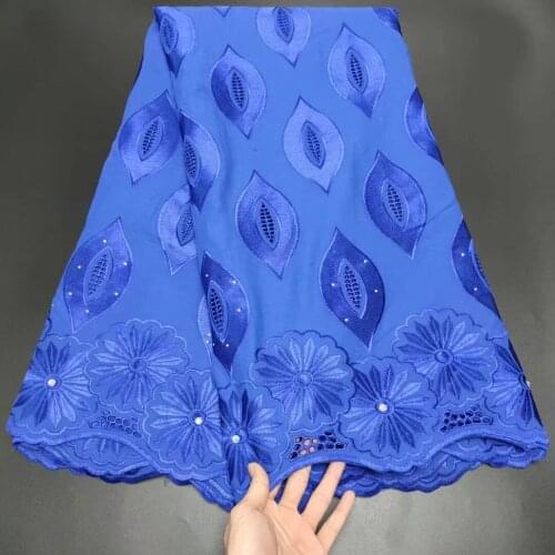 5Yards Royal Blue Swiss Voile Lace in Switzerland Embroidery Swiss Lace Fabric African 100% Cotton Fabric For Dress Materials FS