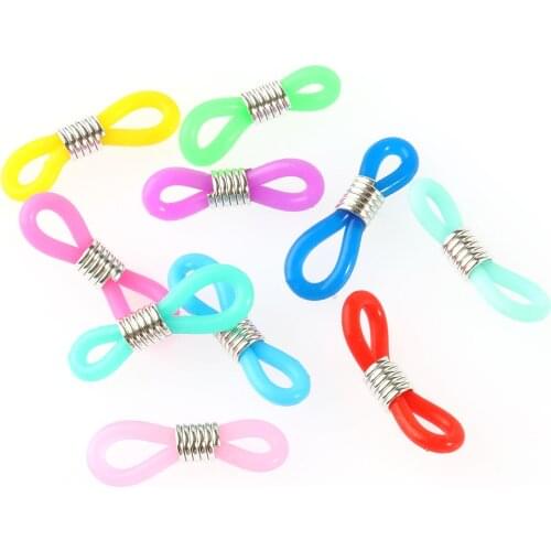 50PCS Colorful Plastic Silicone Connection Glasses Chain Antiskid Rubber Ring Strap Extension Spring DIY Eyeglasses Rope 4x21mm