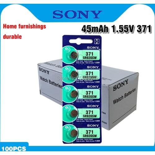 100pc Sony 100% Original AG6 371 SR920SW 920 1.55V Watch Battery CX69 S21 605 SR920SW 371 Button Coin Cell MADE IN JAPAN