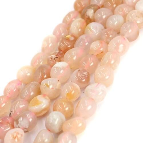 Free shipping 10x14mm Irregular Column Natural Stone Cherry Blossom Agat Loose Beads 15"