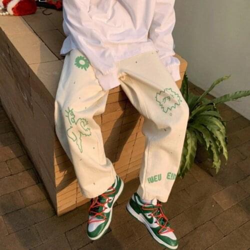 Oversized korean style straight loose wide legs pants female loose straight of European street hip hop ​street trend casual pant