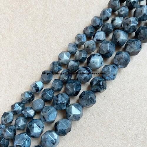 15" Natural Stone Big Cuts Faceted Black Labradorite Round Loose Beads 6 8 10 mm Pick Size