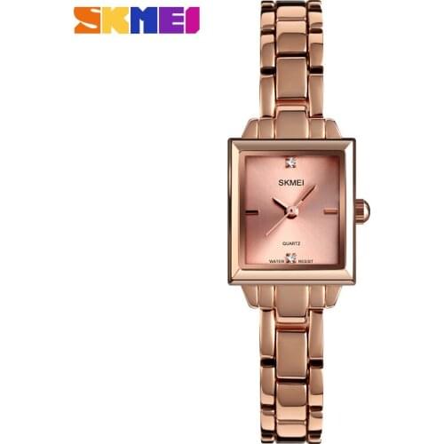 SKMEI Simple Womens Watches Alloy Case Ladies Wristwatches Waterproof Business Quartz Clock with Stainless Steel Strap 1407