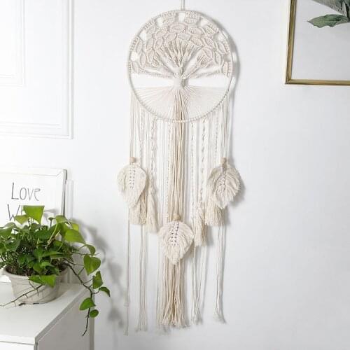 OHEART Tree Of Life Dreamcatcher Boho Cotton Tassels Yarn Macrame Craft Handmade Wall Hanging Wedding Home Bedroom Decoration