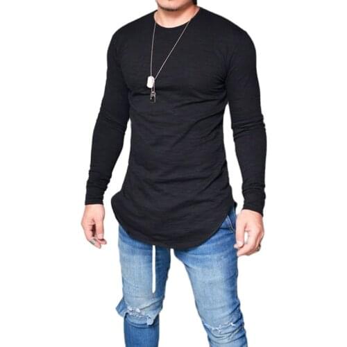 COLDKER Mens Clothing Casual T Shirt Cotton Long Sleeve O-Neck Silm Fit T-shirt males Fashion Solid Color tops