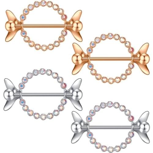 2pc Candy Nipple Ring Piercing Bar Stainless Steel Barbell Nipple Shield Rings for Women Girls Sexy Body Breast Jewelry Gift 14G