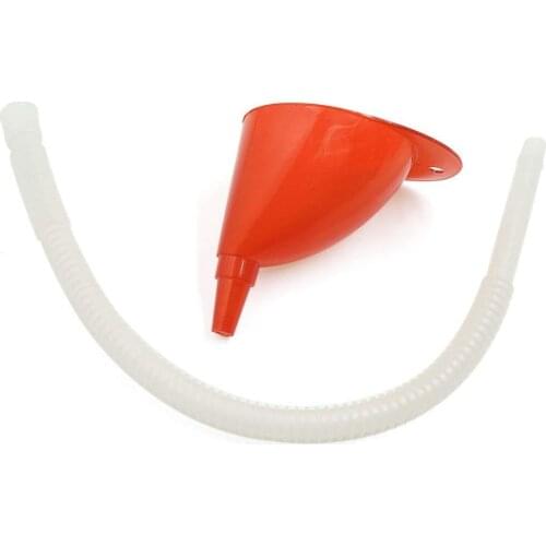 Uxcell Red White Plastic Flexible Spout Filter Motorcycle Gas Oil Water Fuel Funnel