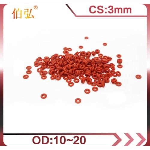 Red Silicon O-Ring 10PCS/lot Silicone/VMQ OD10/11/12/13/14/15/16/17/18/19/20*3mm Thickness Rubber O Ring Seal Gasket Ring Washer