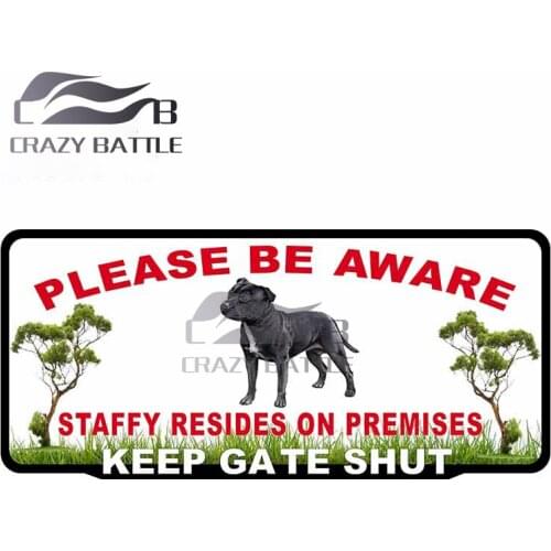 Crazy Battle 13 x 6cm Staffy Staffordshire Bull Beware of The Dog Personality Creative Car Stickers Graffiti Sticker VAN Decal
