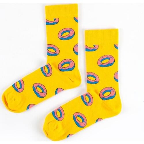 Donuts Creative High Quality Harajuku Fashion Men Woman street Hip Hop Cotton Unisex happy sock Funny sock Gift Idea Christmas