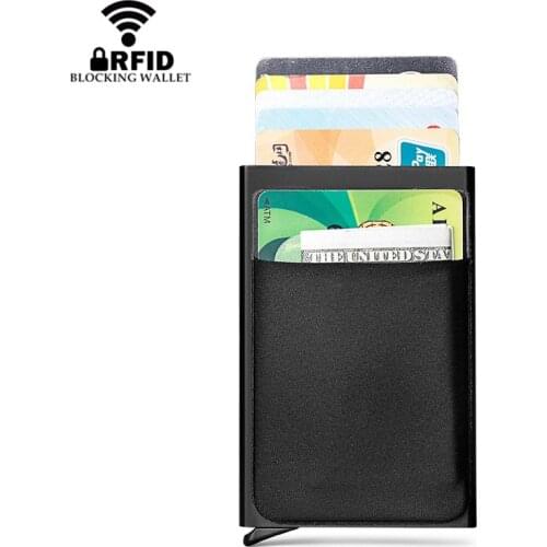 RFID Blocking Mini Metal Wallet With Elastic Lycra Back Pocket Man Aluminum Credit Card Holder ID Card Case Small Purse For Men