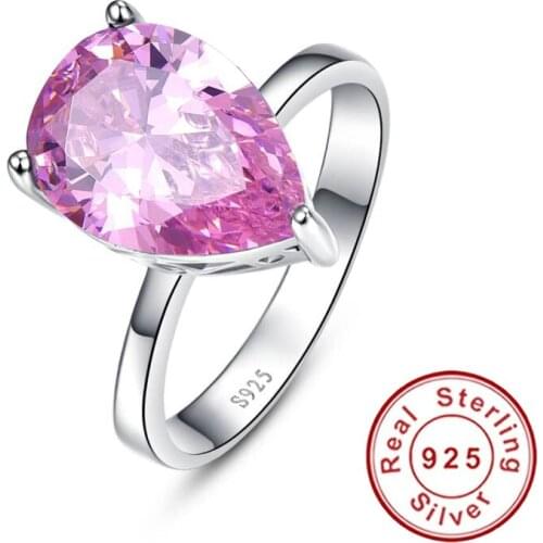 Fashionable Genuine Sterling Silver 925 Ring Mystic Pink Topaz 8.55carats cz Promise Wedding Rings for Womens