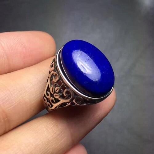 Man Ring 100% Natural And Real Lapis Ring Big Stone 925 sterling silver Wholesales Fine jewelry Natural Lapis Man Ring 13*18mm