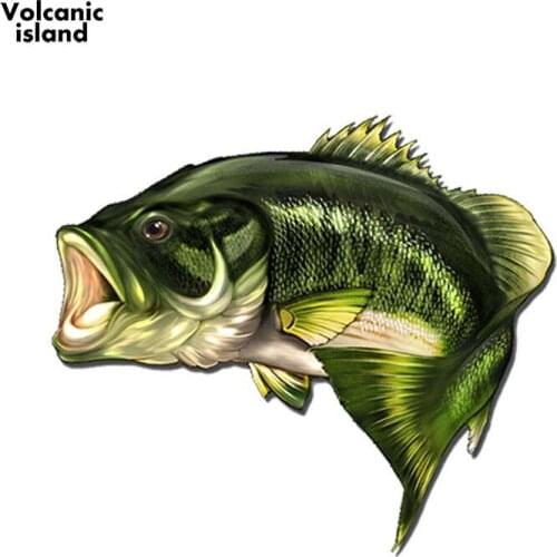 HotMeiNiCar Styling Large Mouth Bass Fish Fishing Sticker Boat Kayak Decals Car Truck Laptop Window Car Sticker 13cm x 10.8cm