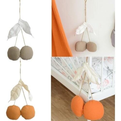 Sweet Cherry Wall Hanging Decor Cute Cotton Stuffed Cherry Baby Girls Room Decor Nordic Style Kids Room Home Nursery Party Decor