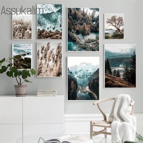 Forest Landscape Canvas Art Painting Reed Plant Wall Poster Ocean Paintings Nordic Posters And Prints Living Room Decoration