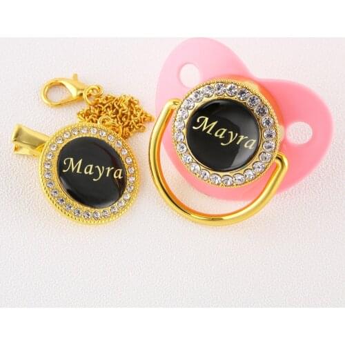 Customized Any Name Newborn Baby Boy Girl Pacifier Dummy Nipples Luxury Orthodontic Soother 0-18Months
