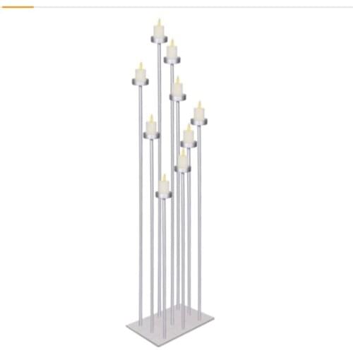 9 Candelabra Floor 70 inch Tall Candle Holders Centerpiece for Tealight Set Wedding Decor Large with White Silver Iron