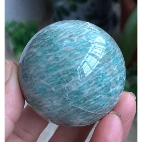 Natural amazonite quartz crystal gemstone sphere power rieki healing for home decoration