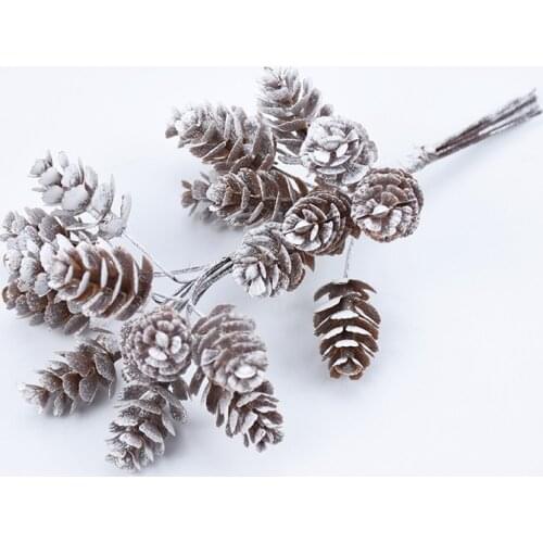 10pcs/Bundle Artificial Plants Fake Pine Cone Decorative Flowers Wreaths Christmas Home Decor Diy Gifts Handmade Pompon