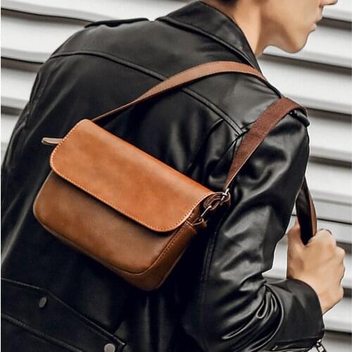 Vintage Mens Crossbody Bags Luxury Solid Color Messenger Bag Mens Handbags Sling Bags Male Casual Pack