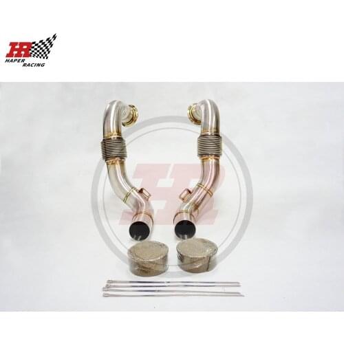 HP RACING 3.0'' High Flow Catless Exhaust Downpipe With Insulation tape For F85 X5M F86 X6M V8 4.4L 2015-2017