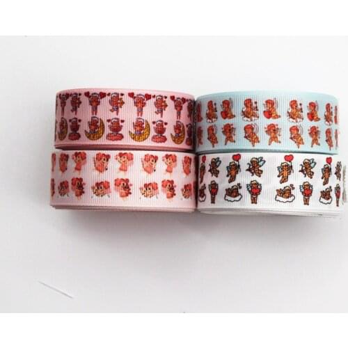 WL Cute Little Boy Shooting Love Printing Grosgrain Ribbon Hair Accessory Bow Birthday Party Valentines Day Gift 10/25 Yards