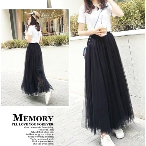 3-Layer Yarn 100 Cm Long Tulle Skirt Fashion Elegant Princess Fairy Ballet Skirt Female Retro Fluffy Fashion Skirt