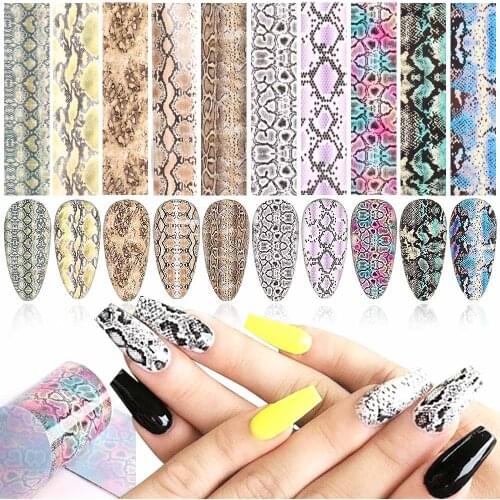 1Packag Mixed Snake Print Nail Sticker Art Wild Animal Skin Transfer Sticker Sexy Starlight Manicure Adhesive Sticker Decoration