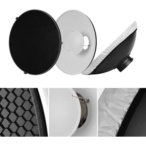 16 Inch Beauty Dish Studio Photography Reflector Diffuser with Honeycomb Soft Cloth for Bowens Mount Speedlite Strobe Light