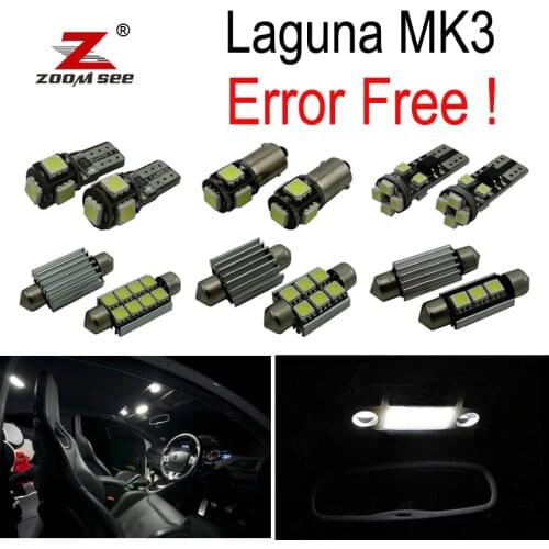 18pc x For 2008-2015 Renault Laguna III 3 MK3 canbus Error Free Car LED bulbs Interior Reading dome Light Kit
