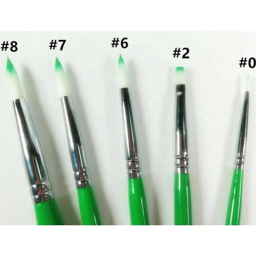 2Pcs-20Pcs Dental Brush Pen Metal Porcelain Powder Ceramic Brushes Nylon Hair Green #0 #2 #6 #7 #8 Green