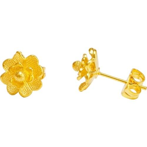 2019 new fashion womens earrings 24K gold jewelry solid flower Round earrings for women Fashion earring wholesale