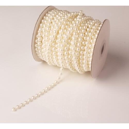 25M Roll Fishing Line Pearls String Beads Chain Garland Wedding Decoration Centerpieces ( Color : Beige )