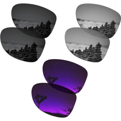 SmartVLT 3 Pairs Polarized Sunglasses Replacement Lenses for Oakley Dispatch 2 Stealth Black & Silver Titanium & Plasma Purple