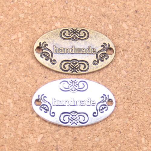 38pcs Charms hand made connector 18x32mm Antique Pendants,Vintage Tibetan Silver Jewelry,DIY for bracelet necklace