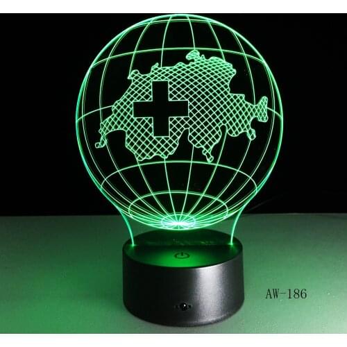 3D Creative map model Light Colorful Lamp Bedroom Bedside Light Fixtures 7 Color Change 3D Lamp Home Decor Drop Shipp AW-186