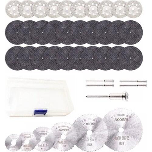 42 Pcs Rotary Cutting Wheels Tool Kit Diamond Cutting Wheel Mini HSS Circular Saw Blades and Resin Cut-Off Wheels for Woodworkin