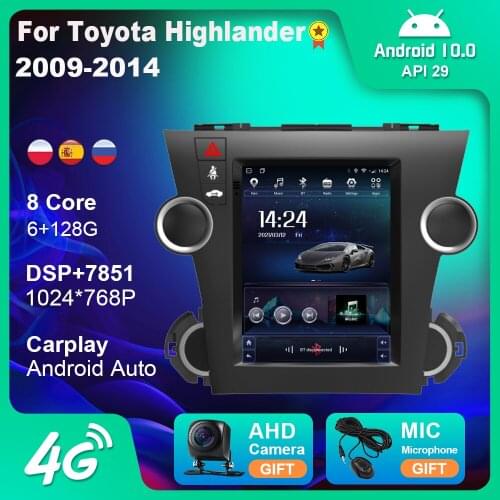 Auto Car Radio Stereo for Toyota Highlander 2 XU40 2009-2014 Autoradio Vertical Screen Multimedia Player Navigation GPS 2 Din