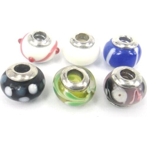 MOODPC Free shipping European beads murano glass beads for 60pc assorted