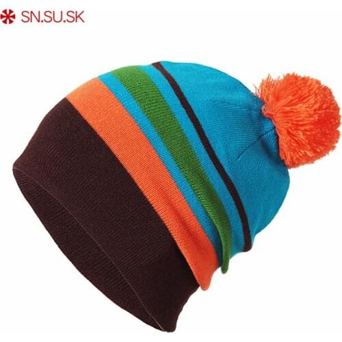 SN.SU.SK Kid Autumn Winter Double-deck Hats For Boy & Girls Children Knitted Beanie Caps Warm Hip Hop Hat Ski Skull Beanies