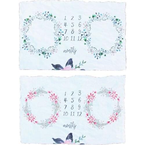 Kids Baby Milestone Flannel Blanket Children Photography Props Twins Photo Commemorative Background Cloth Blankets