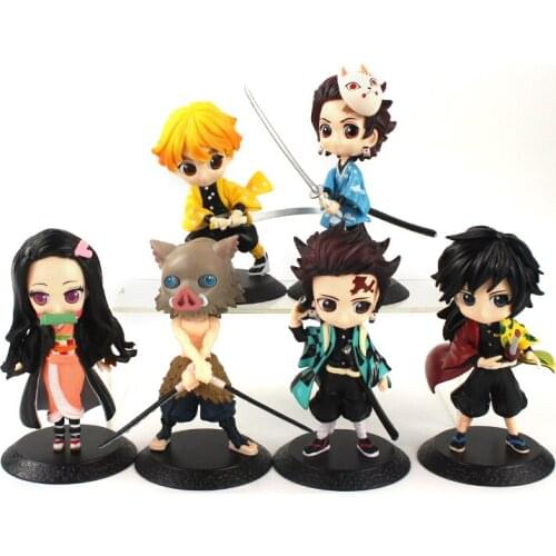 14-16cm Demon Slayer Figure Tanjirou Nezuko Zenitsu Inosuke Kyoujurou Q Posket PVC Action Figure Collectible Model Toy