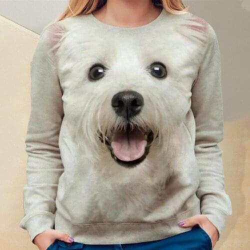 Top woman Round Neck Long Sleeve Casual Cute 3D Cats Dog Printed T-Shirt for Women Casual Women T-Shirt Long Sleeve Tshirt Top