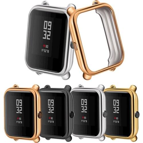 Watch cases for Xiaomi Huami Amazfit Bip Youth Lite Watch Electroplate Soft TPU Case Cover Protector Prevent Scratches bumps