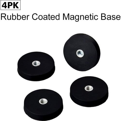 4PC 8.5KG Rubber Coated Magnetic Base of Powerful N52 Neodymium Magnet for Camera Panel LED Assembly Multi Use Magnetic Jar